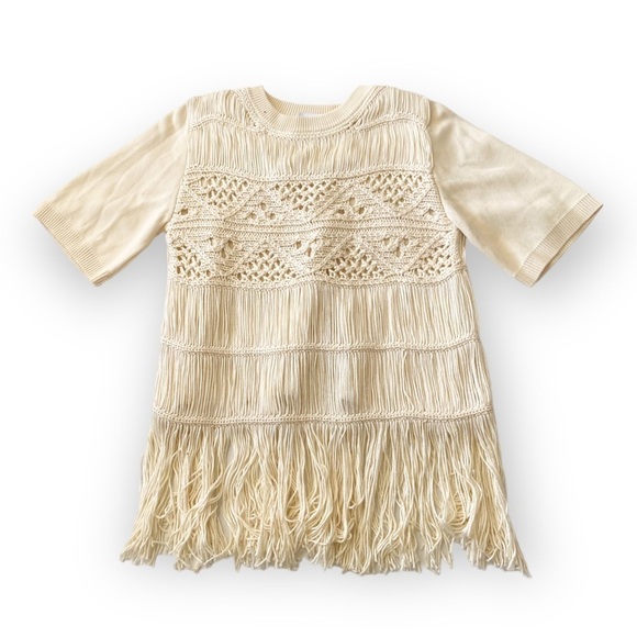 NWT Jonathan Simkhai  Delphine Macrame Knit Sweater, Ivory, Size S - Picture 9 of 16